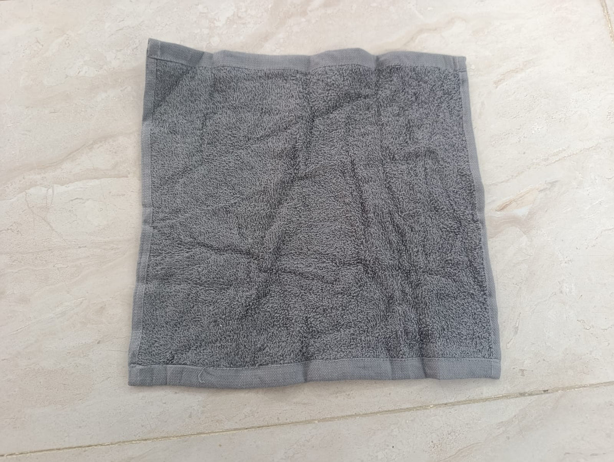 Grey Cotton Face Towels – 12-Piece Pack