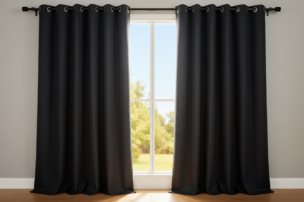 Grommet Blackout Curtains Against Window