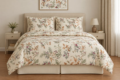 Cream Autumn Botanical Comforter - 100% Cotton Fabric