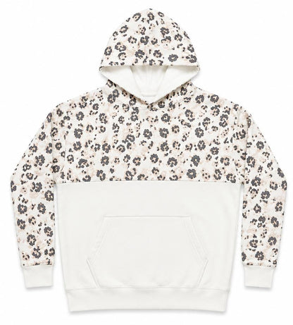 Women's Leopard Print Colorblock Hoodie – Off-White Cotton