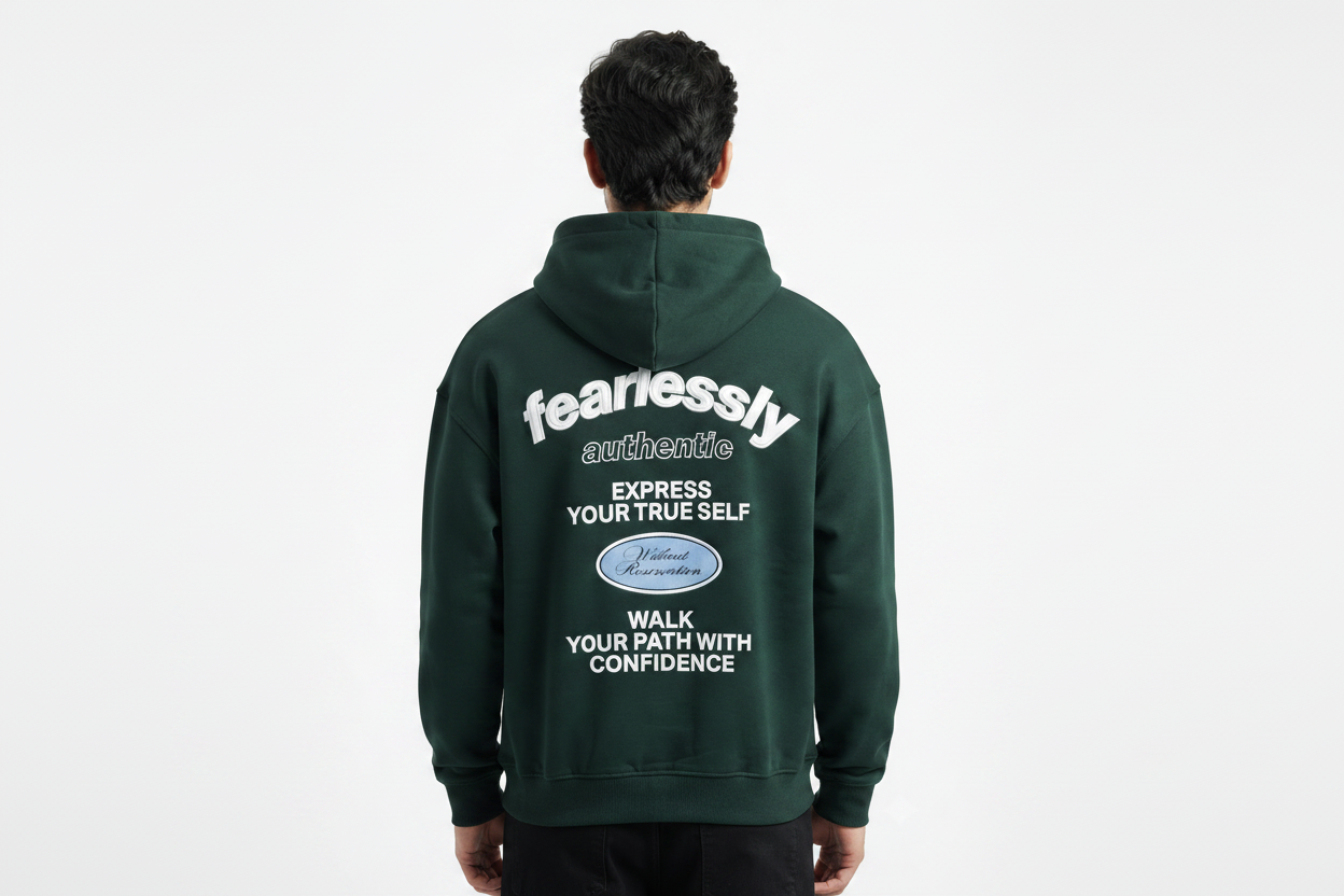 Fearlessly Authentic Graphic Hoodie – Forest Green