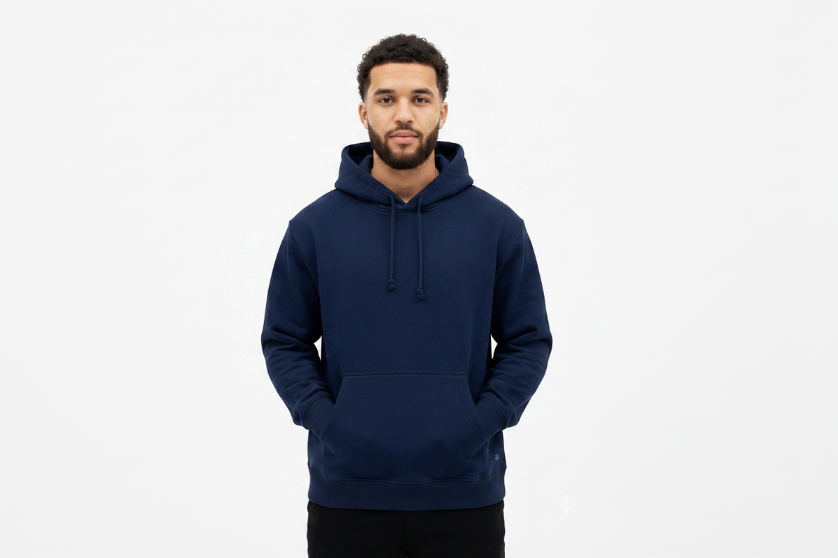 Navy Blue Plain Fleece Hoodie – Unisex Essential Cotton