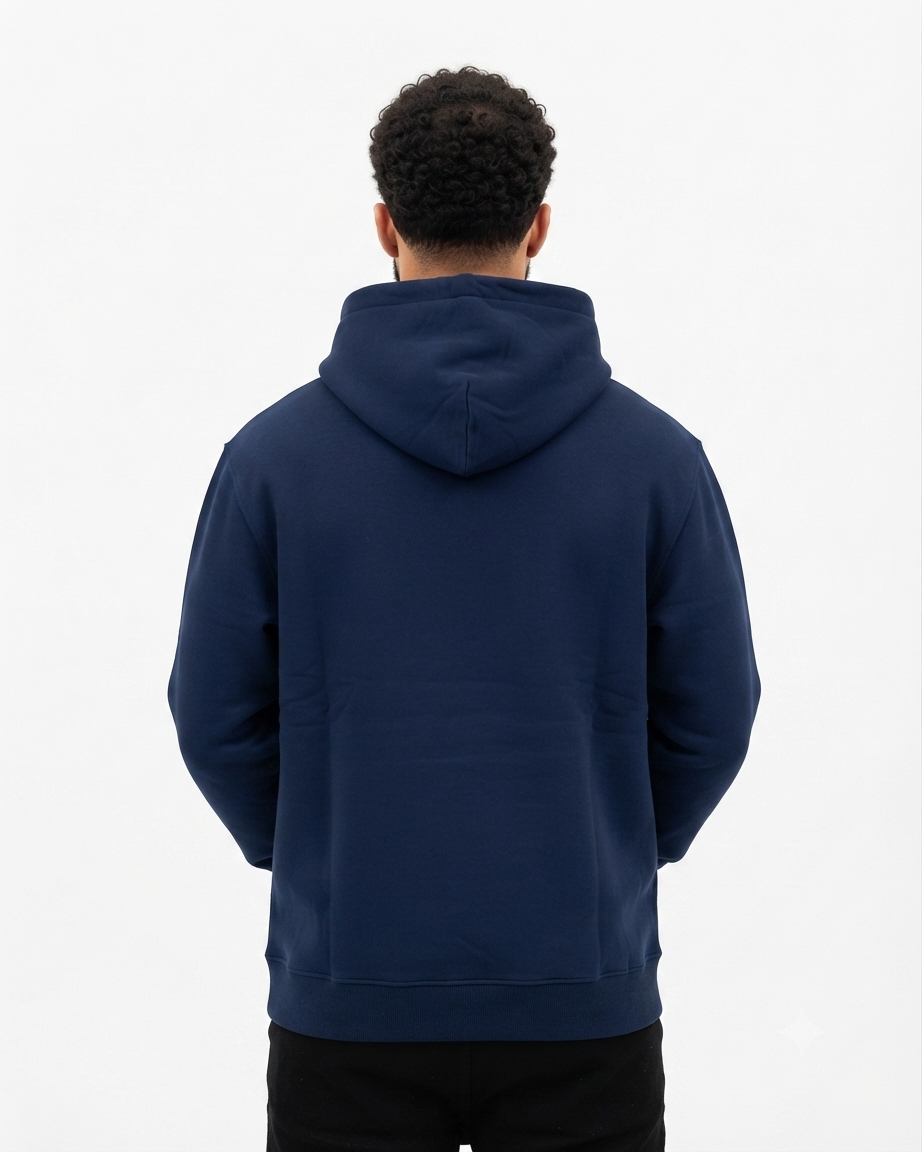 Navy Blue Plain Fleece Hoodie – Unisex Essential Cotton