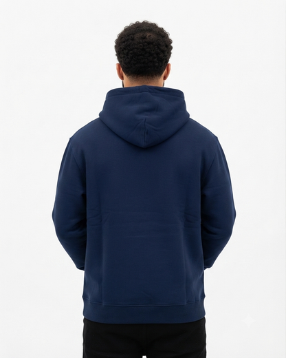 Navy Blue Plain Fleece Hoodie – Unisex Essential Cotton