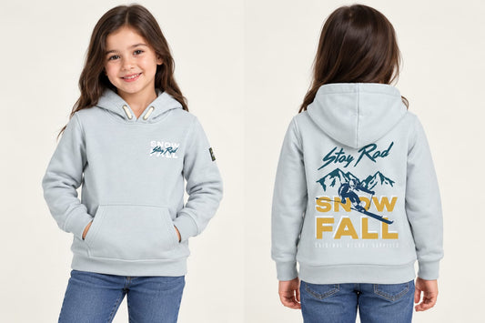 Kids’ Snow Fall Graphic Pullover Hoodie – Light Blue