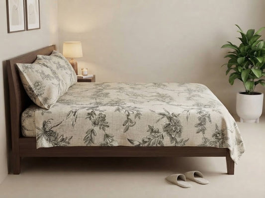 Garden Toile Double Bedsheet Set – 100% Cotton