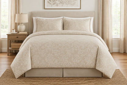 Cream Tonal Floral Comforter - 100% Cotton Fabric