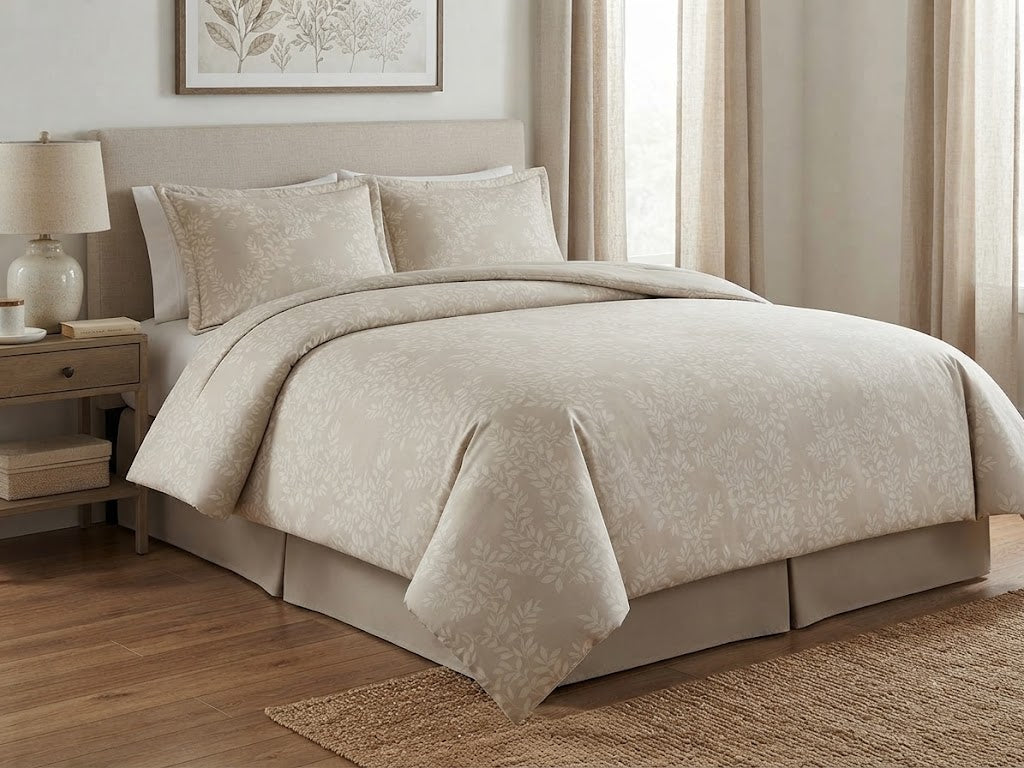 Cream Tonal Floral Comforter - 100% Cotton Fabric