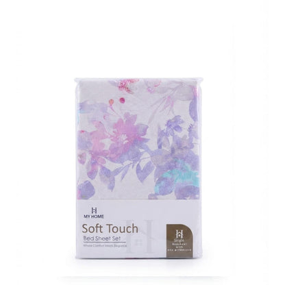 My Home Soft Touch Bed Sheet Set – Watercolour Floral Print 100% Cotton