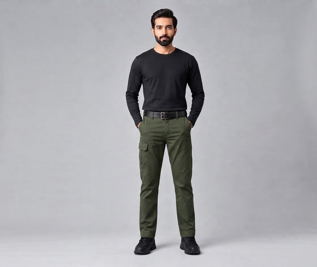 Men’s Tapered Cargo Pants – Olive Green