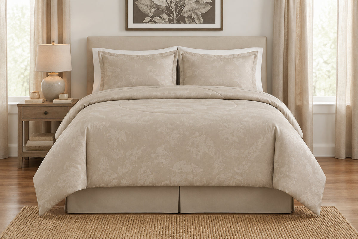Light Beige Tonal Pattern Comforter - 100% Cotton Fabric