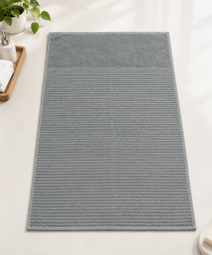 Ribbed Cotton Bath Towel – Ultra-Absorbent & Plush Solid Grey