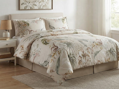 Ivory Botanical Floral Comforter - 100% Cotton Fabric