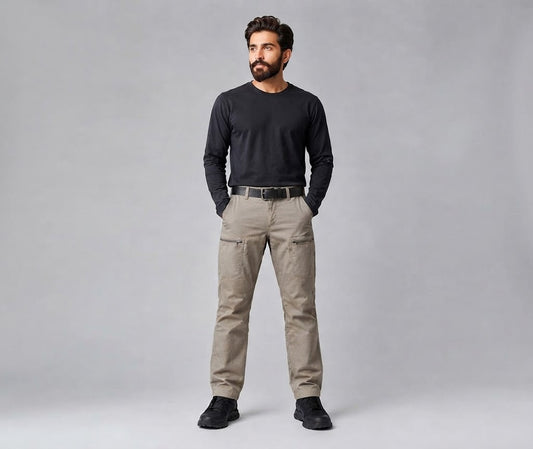 Men’s Tapered Cargo Pants – Stone Beige