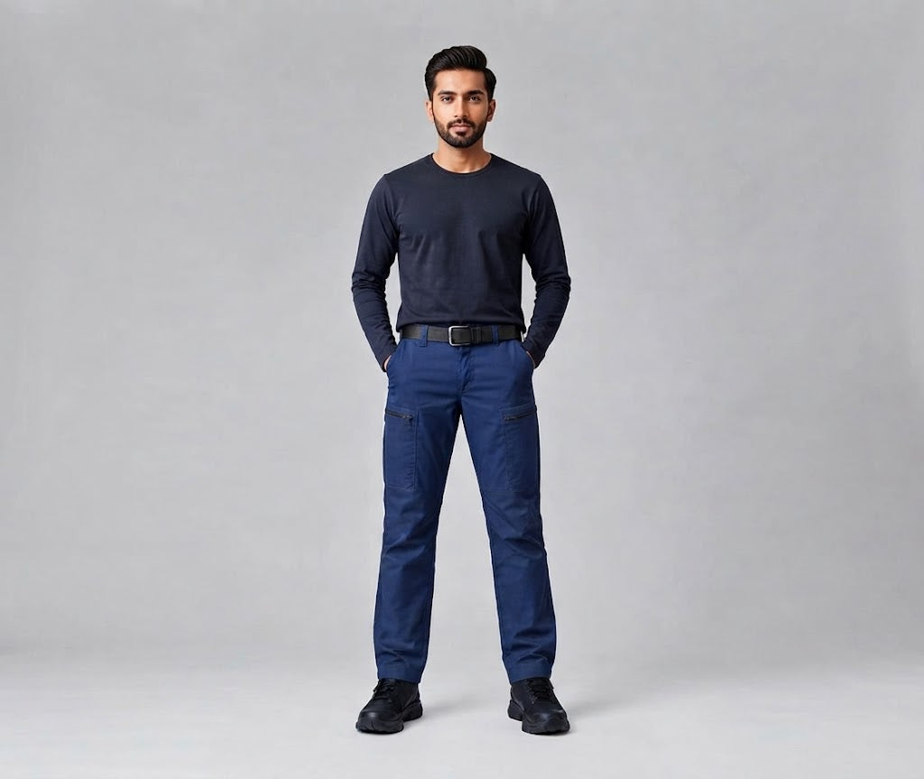 Men’s Tapered Cargo Pants – Navy Blue