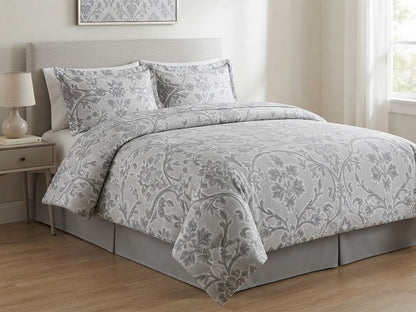 Silver Grey Floral Scroll Comforter - 100% Cotton Fabric