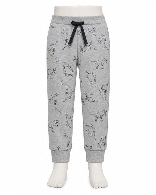 Kids’ Dinosaur Print Jogger Pants – Grey