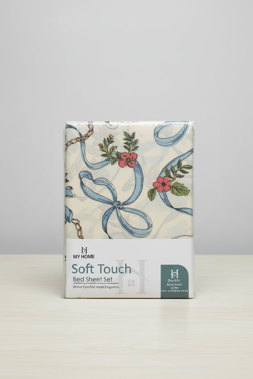 Soft Touch Floral Vine Bed Sheet Set (With 2 Pillowcases) 100% Cotton
