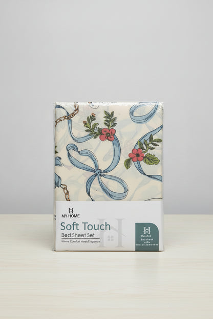 Soft Touch Floral Vine Bed Sheet Set (With 2 Pillowcases) 100% Cotton