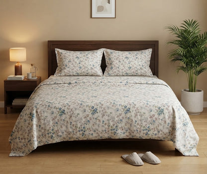Cream Ditsy Floral Bedsheet - 100% Cotton