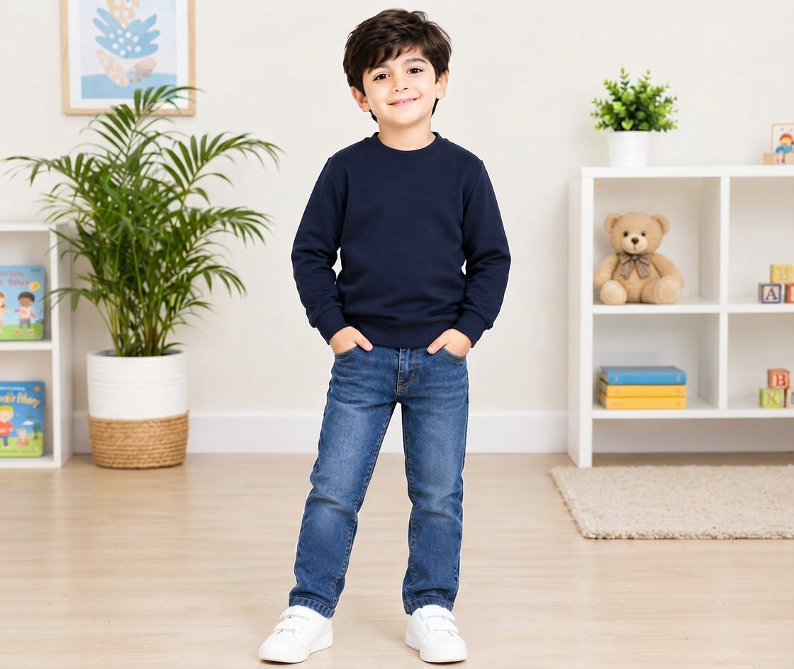 Kids’ Classic Crewneck Sweatshirt – Navy Blue