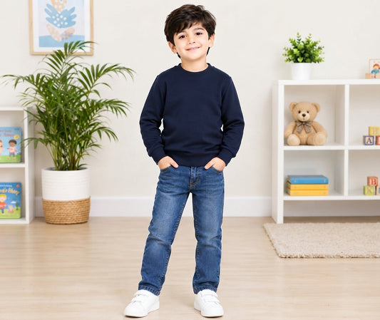 Kids’ Classic Crewneck Sweatshirt – Navy Blue