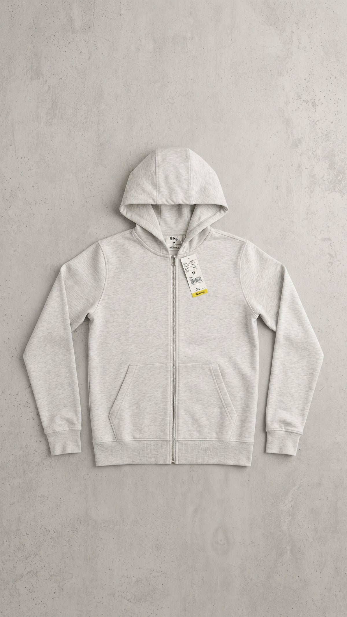 White Full-Zip Hoodie with Drawstring Hood