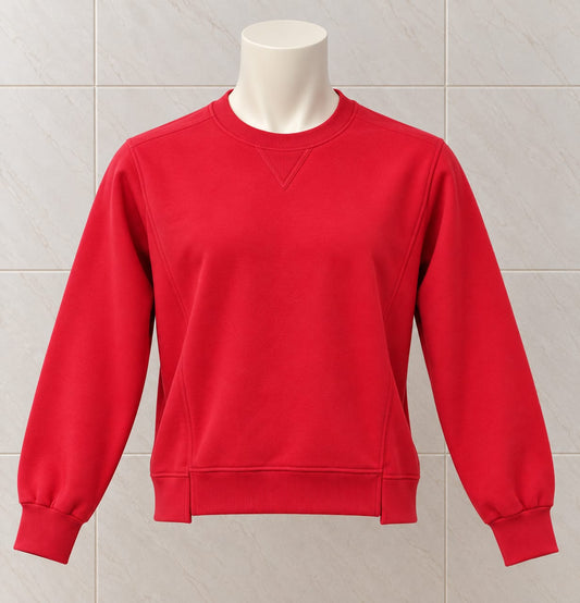 Red Crew Neck Sweatshirt – Plain Long-Sleeve Top