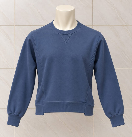 Slate Blue Crew Neck Sweatshirt – Plain Long-Sleeve Top