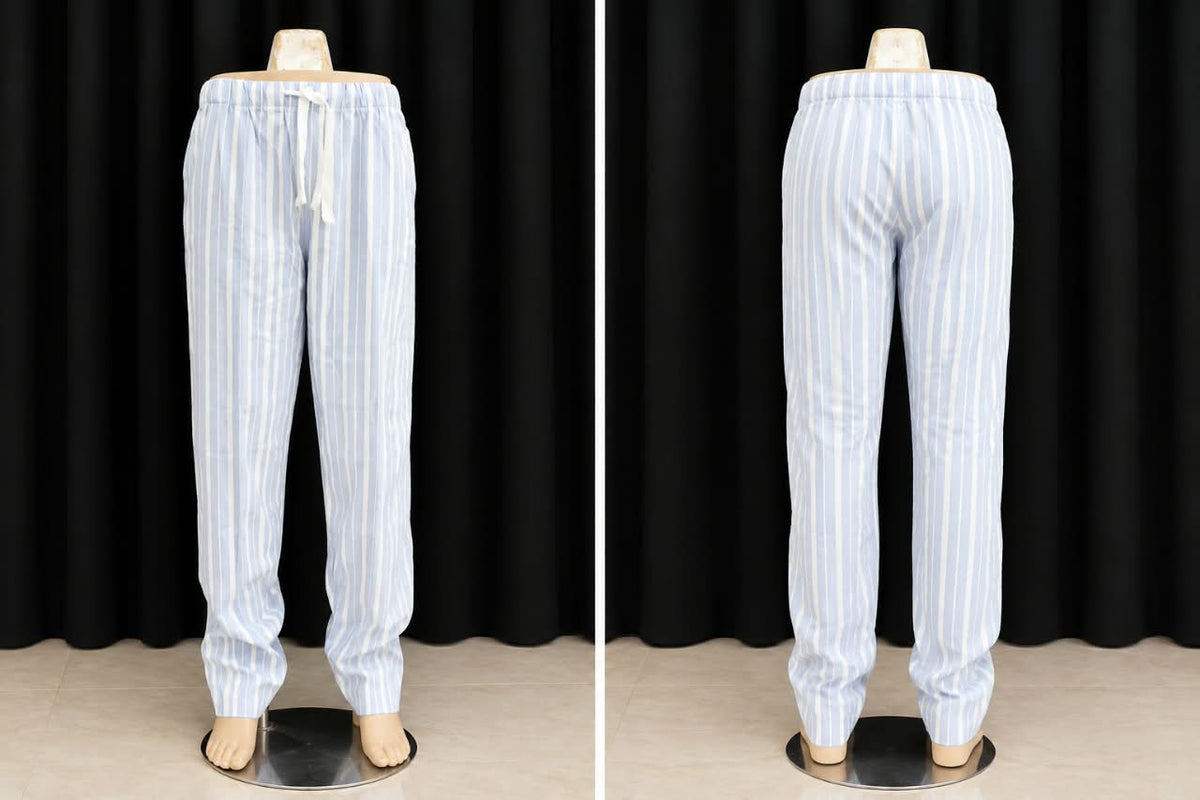 Striped Drawstring Trousers with Gathered Ankle Cuffs