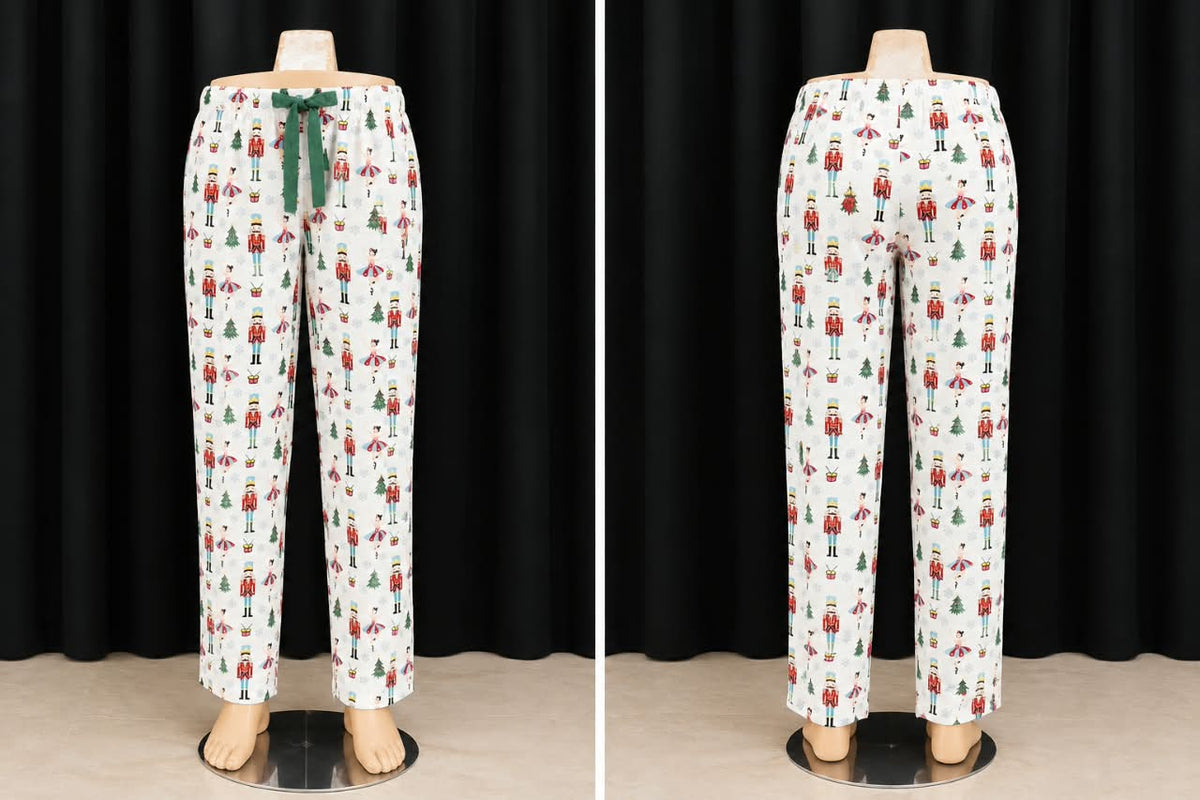Festive Nutcracker Print Trousers with Green Drawstring
