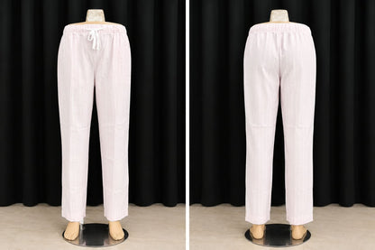Pale Pink Drawstring Trousers with Gathered Waist