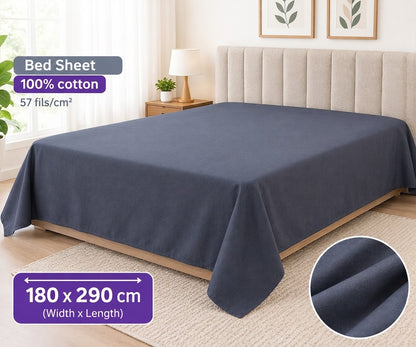 Black 100% Cotton Bedsheet 180 x 290 cm
