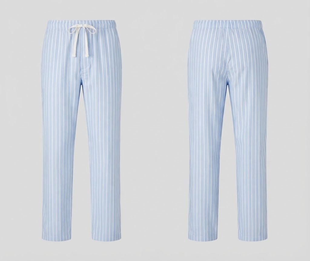 Striped Drawstring Trousers with Gathered Ankle Cuffs