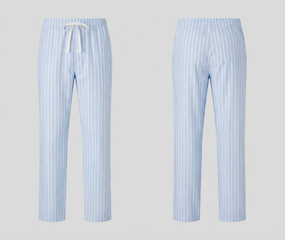 Striped Drawstring Trousers with Gathered Ankle Cuffs