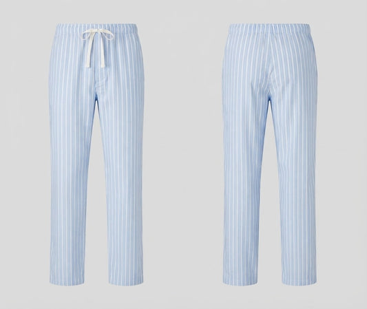 Striped Drawstring Trousers with Gathered Ankle Cuffs