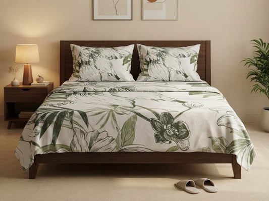 Botanical Sketch Double Bedsheet Set 100%Cotton