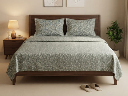Sage Willow Double Bedsheet Set – 100% Cotton