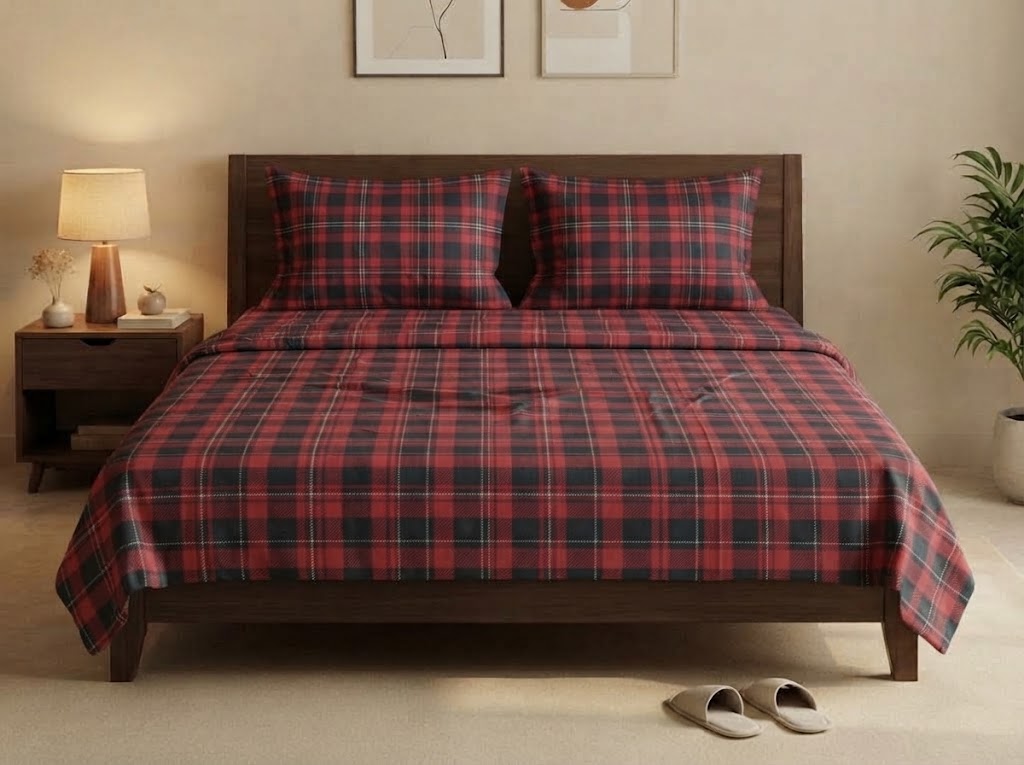Highland Tartan Double Bedsheet Set – 100% Cotton
