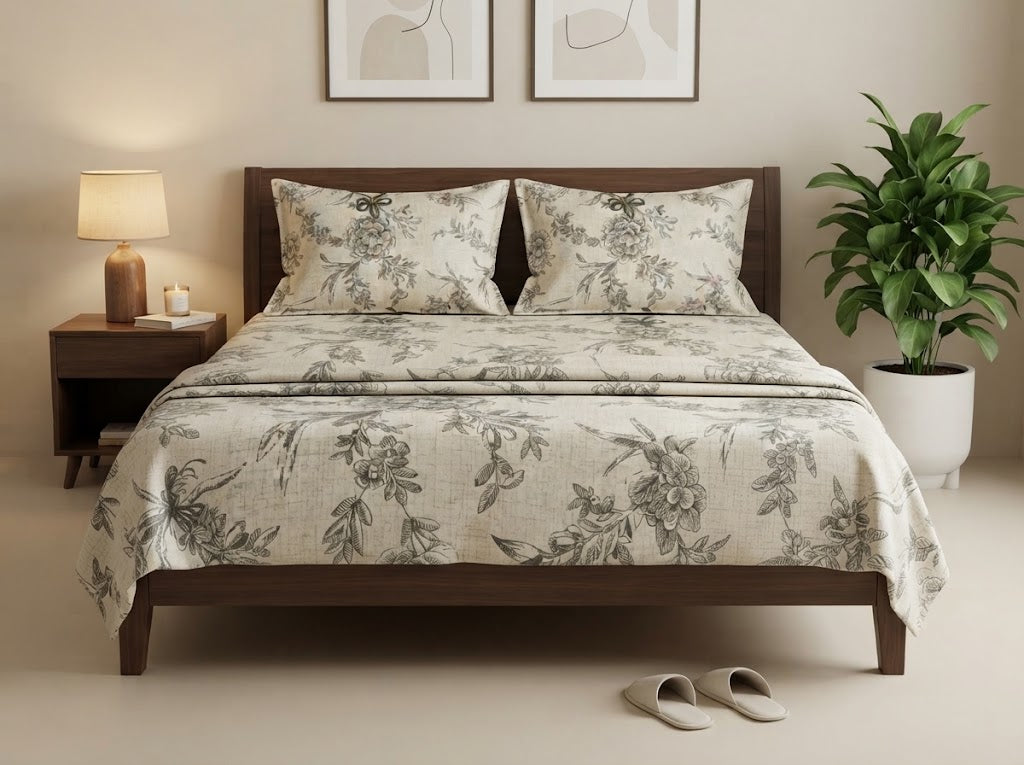 Garden Toile Double Bedsheet Set – 100% Cotton