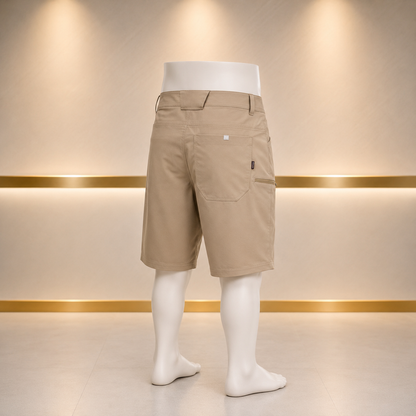 Men's Khaki Cargo Shorts – Multi-Pocket Utility Fit
