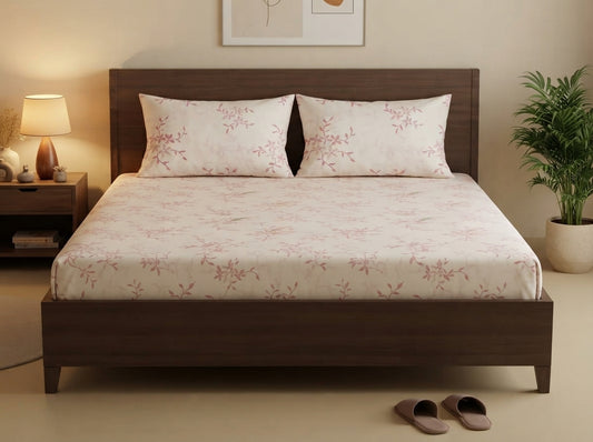 Blossom Whisper King Bedsheet Set – 100% Cotton