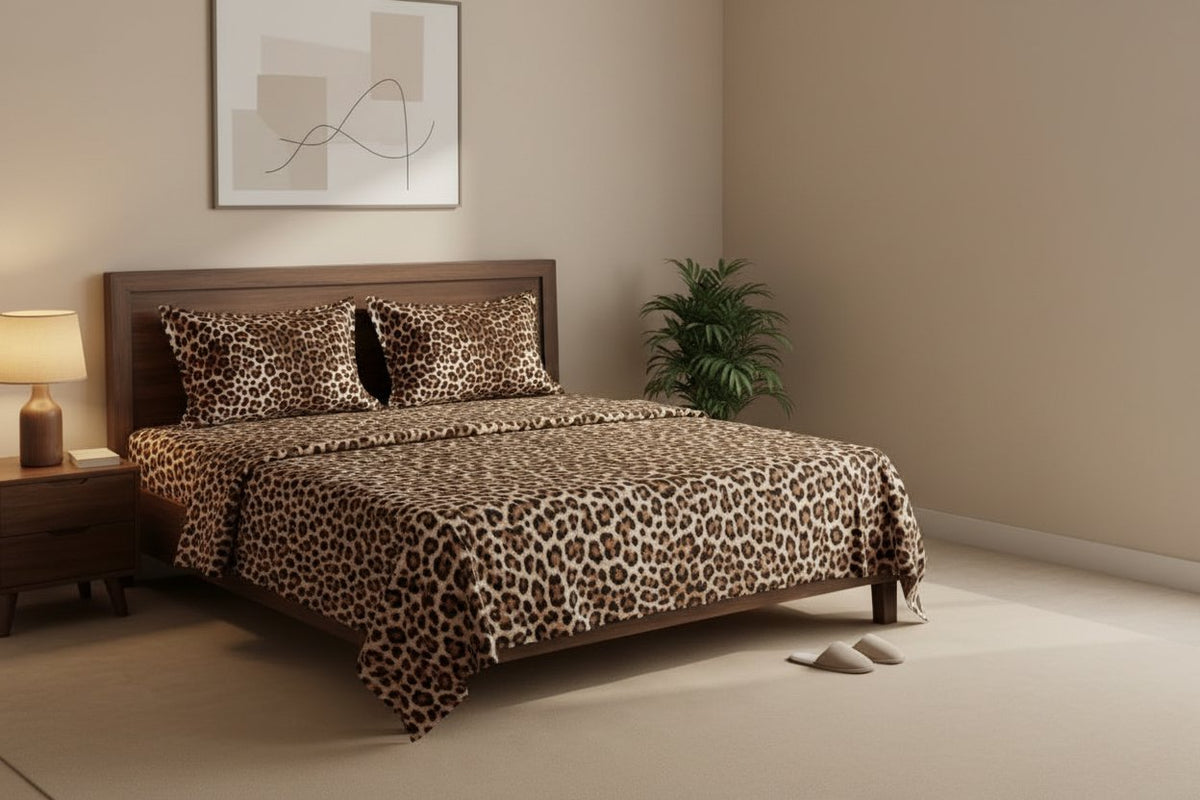 Wild Leopard King Bedsheet Set – 100% Cotton