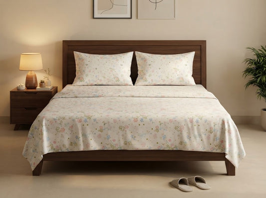 Meadow Whisper King Bedsheet Set – 100% Cotton