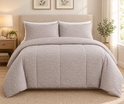 Light Grey Fine-Line Comforter - 100% Cotton Fabric
