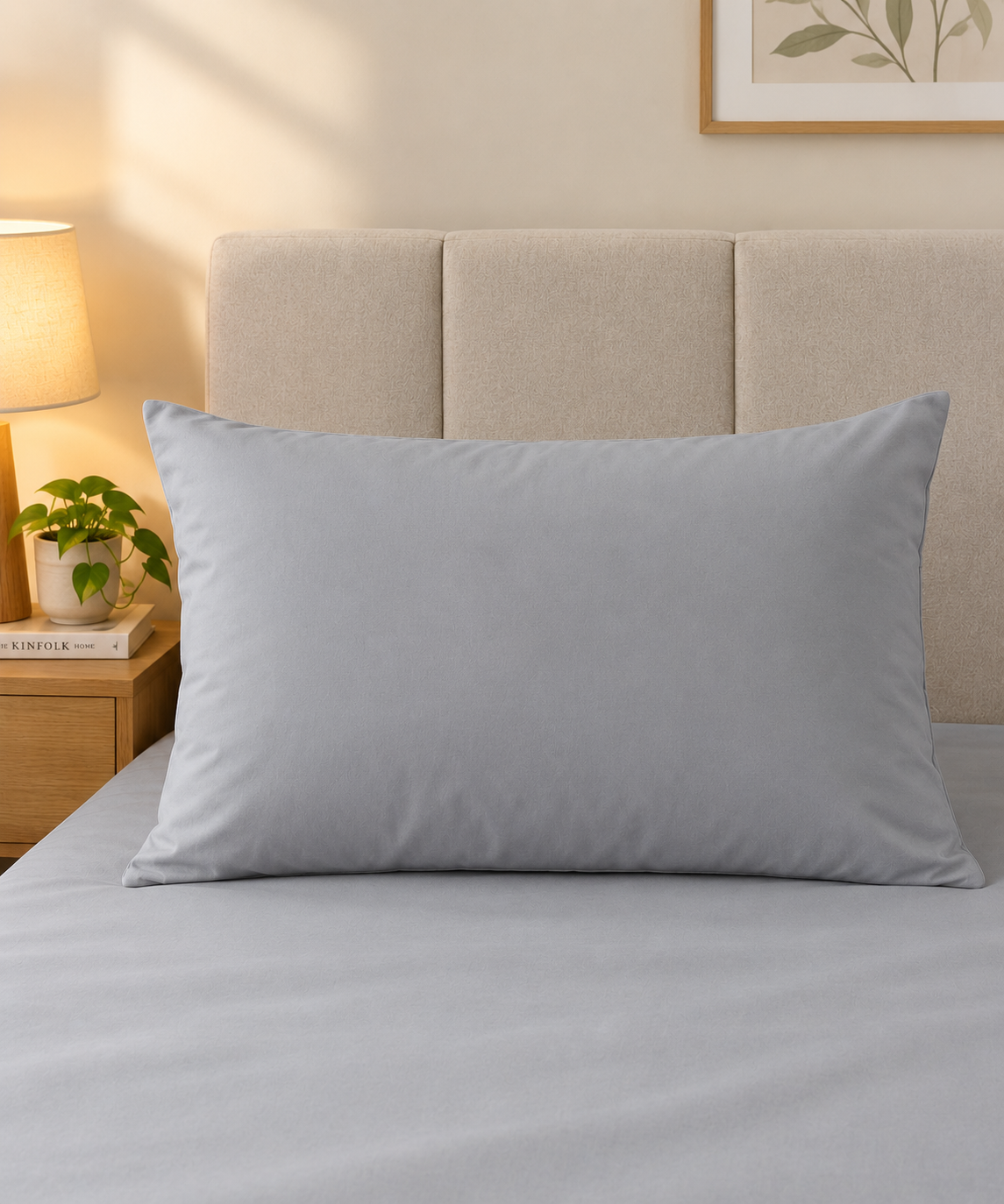 Light Grey Plain Pillow - 100% Cotton Fabric