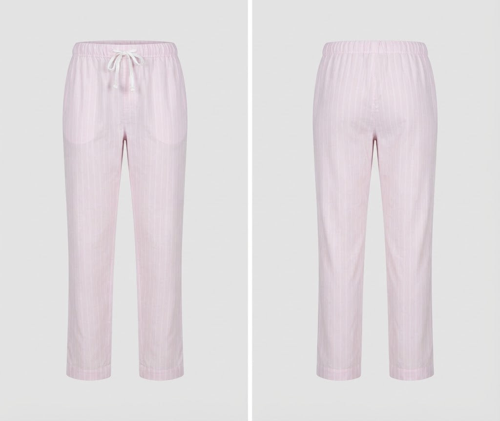 Pale Pink Drawstring Trousers with Gathered Waist