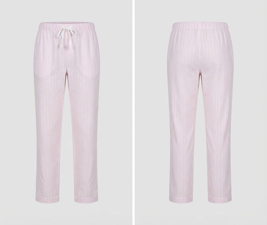 Pale Pink Drawstring Trousers with Gathered Waist