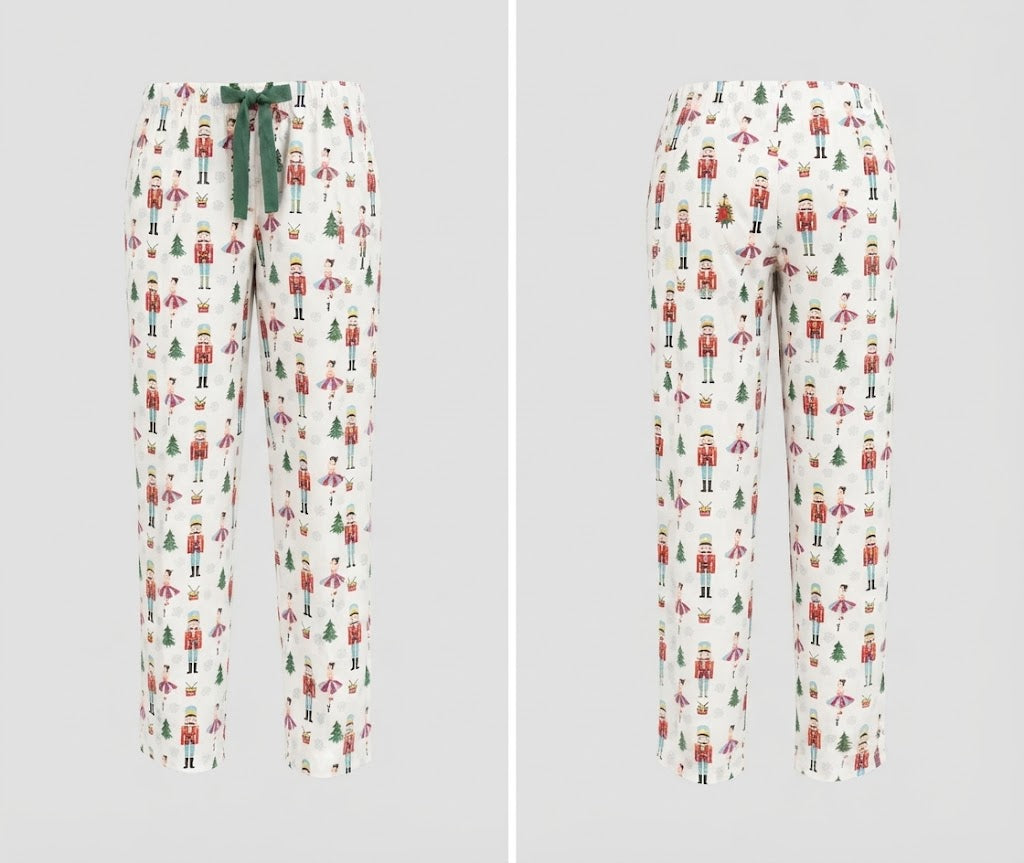 Festive Nutcracker Print Trousers with Green Drawstring