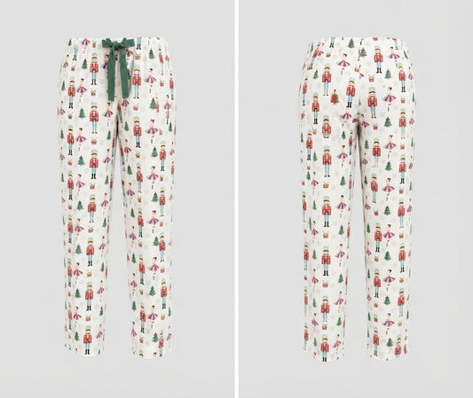 Festive Nutcracker Print Trousers with Green Drawstring